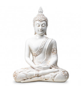 Figura Budda w Medytacji biały z Tajlandii 760g wys. 27,5 cm