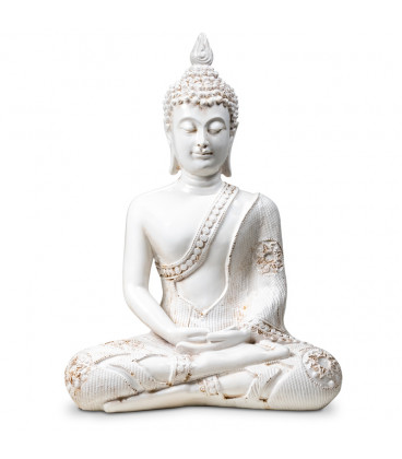 Figura Budda w Medytacji biały z Tajlandii 760g wys. 27,5 cm