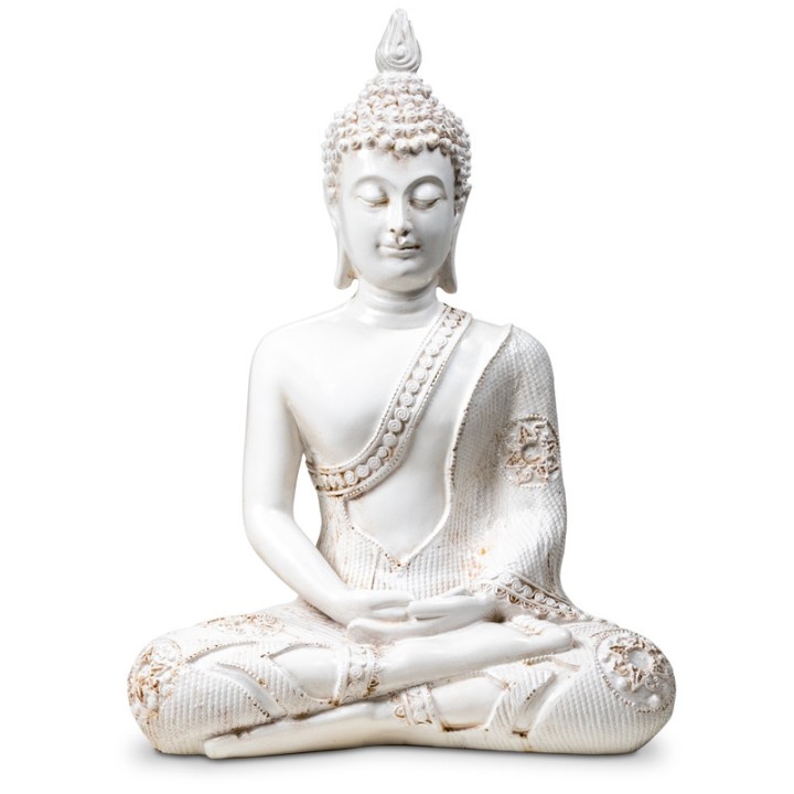 Figura Budda w Medytacji biały z Tajlandii 760g wys. 27,5 cm