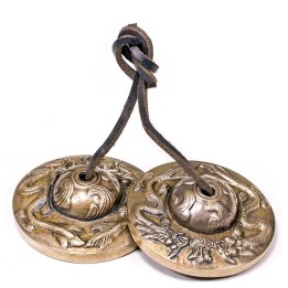 Cymbałki z Nepalu Tingsha Symbol Smoka średnica 6,5 cm 246 g z Brązu