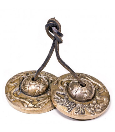 Cymbałki z Nepalu Tingsha Symbol Smoka średnica 6,5 cm 246 g z Brązu