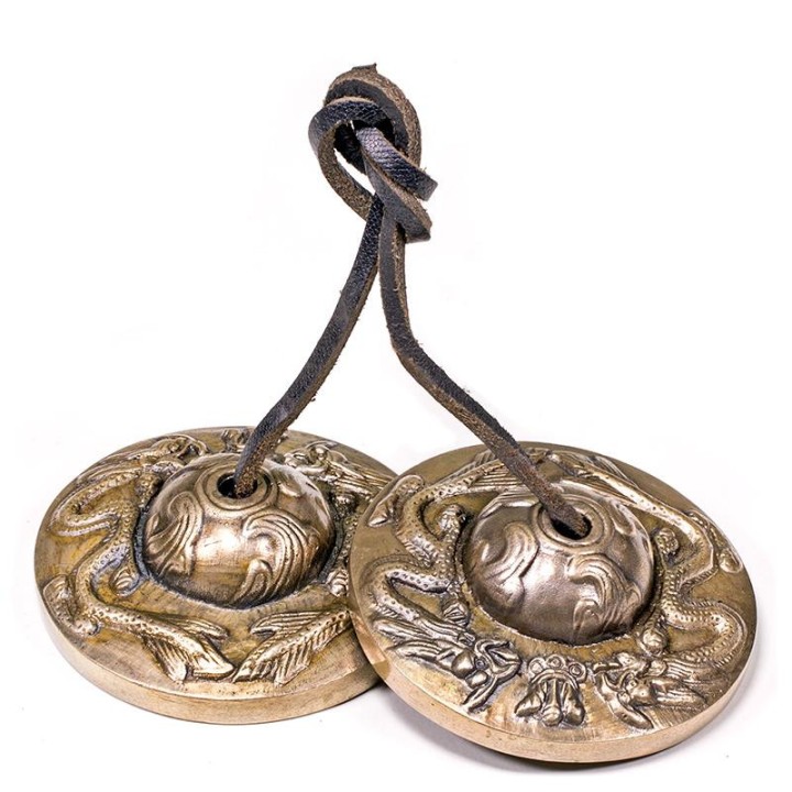 Cymbałki z Nepalu Tingsha Symbol Smoka średnica 6,5 cm 246 g z Brązu