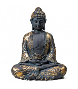 Budda Medytujący antyczne wykończenie Japonia 440 g 17x11x22 cm