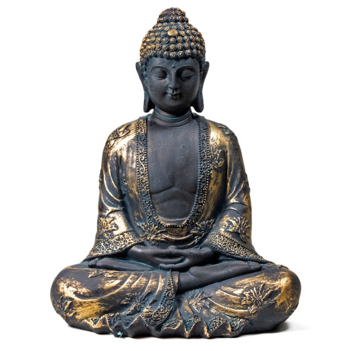 Budda Medytujący antyczne wykończenie Japonia 440 g 17x11x22 cm