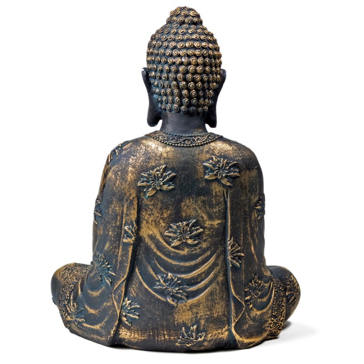 Budda Medytujący antyczne wykończenie Japonia 440 g 17x11x22 cm