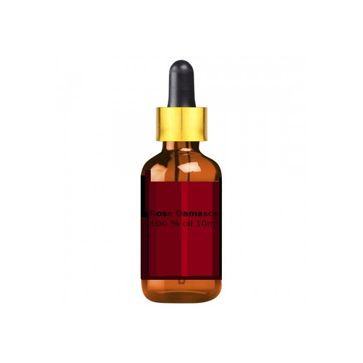 Olej różany czysty 100% Rose Damascena Oil 10ml bursztynowa szklana buteleczka z zakraplaczem