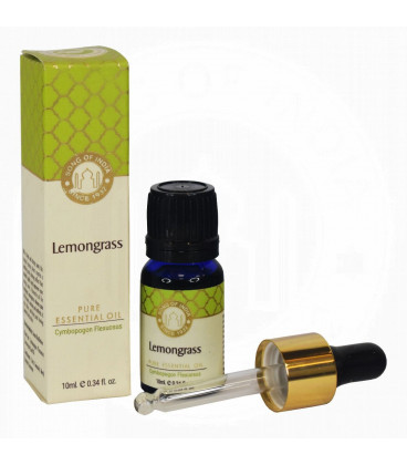 10 ml. Lemongrass Luxurious Veda Essential Oil in Blue Bottle Glass  with Golden Dropper