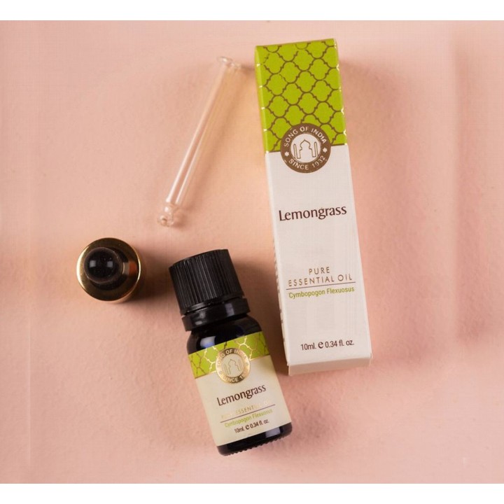 10 ml. Lemongrass Luxurious Veda Essential Oil in Blue Bottle Glass  with Golden Dropper