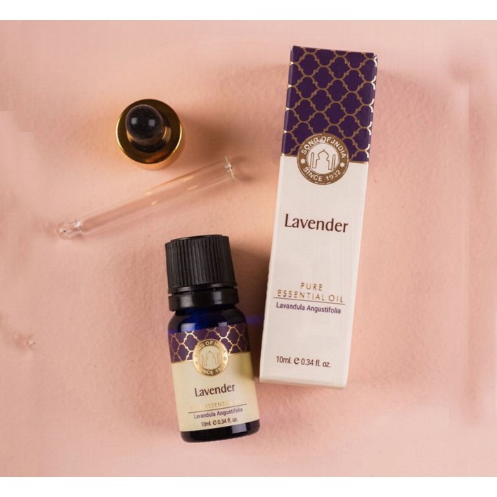 10 ml. Lavender Luxurious Veda Essential Oil in Blue Glass Bottle with Golden Dropper
