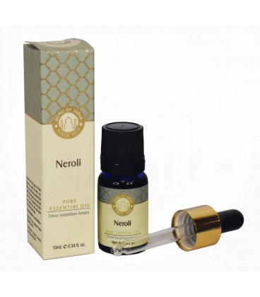 10 ml. Neroli Luxurious Veda Essential Oil in Blue Glass Bottle with Golden Dropper