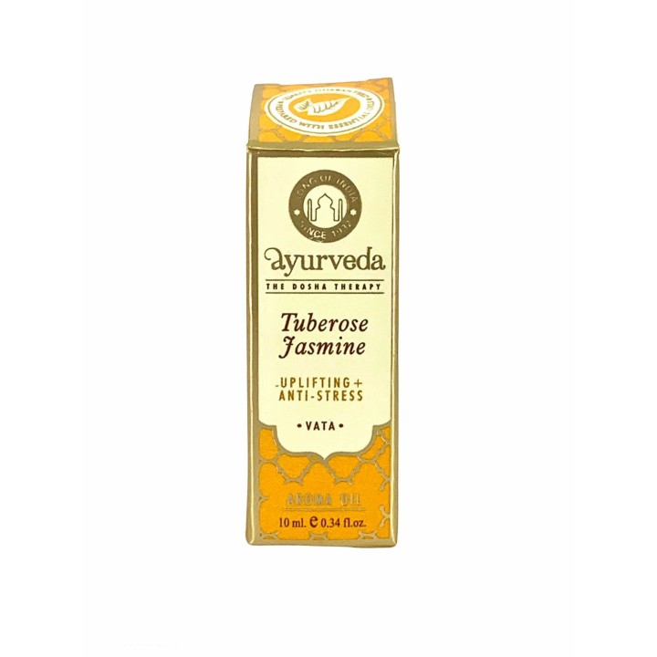 10 ml. Luxurious Veda Aroma Oil in Glass Bottle with Orifice Reducer Tuberose Jasmine (Vata)