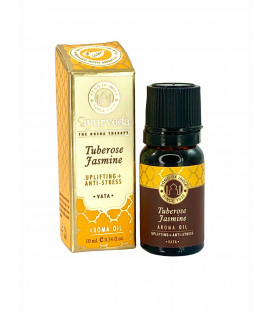 10 ml. Luxurious Veda Aroma Oil in Glass Bottle with Orifice Reducer Tuberose Jasmine (Vata)