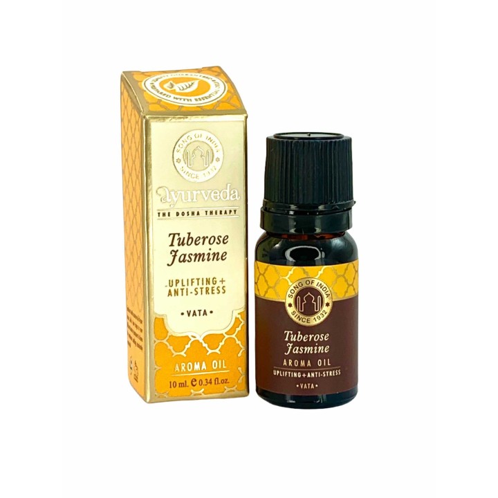 10 ml. Luxurious Veda Aroma Oil in Glass Bottle with Orifice Reducer Tuberose Jasmine (Vata)