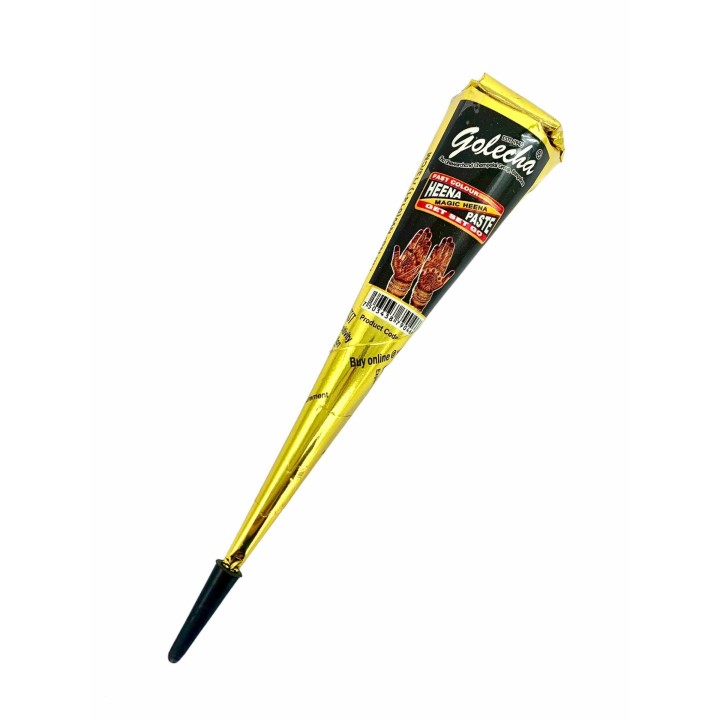 Henna w Rożku do aplikacji - kolor Czarny - do mehandi sztuki zdobienia ciała, 25g. Golecha