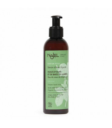 Mydło Aleppo w Płynie z BIO Wodą z Róży Damasceńskiej, 200ml, Najel