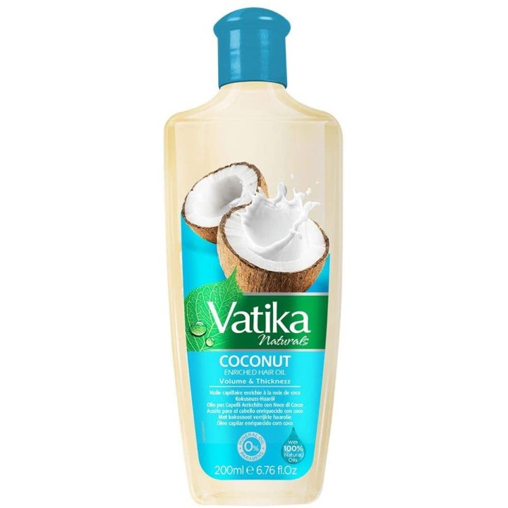 Olejek KOKOSOWY do włosów z RYCYNĄ i HENNĄ 200ml Vatika Dabur - Grube i Gęste Włosy