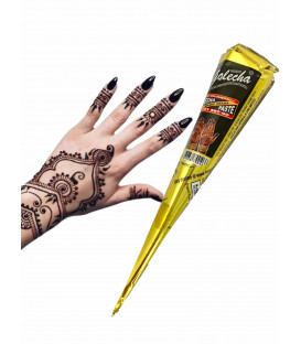 Henna Indyjska w Rożku gotowa do aplikacji na ciało MEHANDI kolor CZARNY 25g Golecha