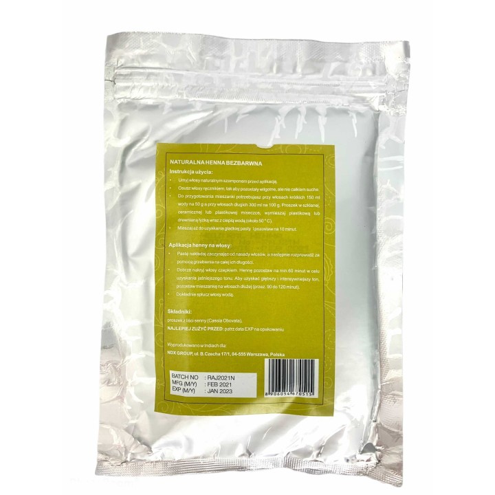 Naturalna Henna do włosów Indyjska Cassia (BEZBARWNA) 100g Soil &Earth