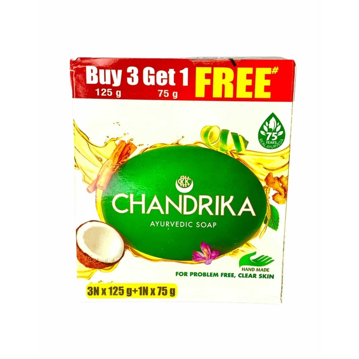 3x Mydło Chandrika 125g do skóry z problemami + 1 mydło 75g gratis w sumie aż 450g!