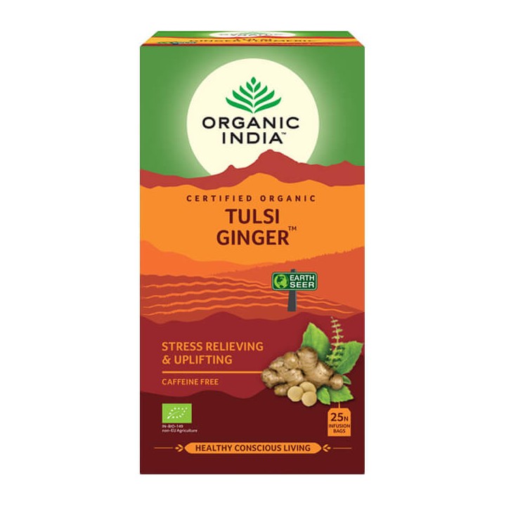 Herbata Ginger Tulsi Tea Organic India 25 torebek