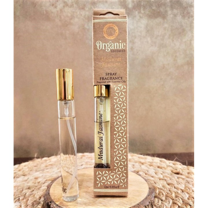 12 ml. Organic Goodness Fragrance Spray in Tubular Glass Bottle ORFS12 Madurai Jasmine