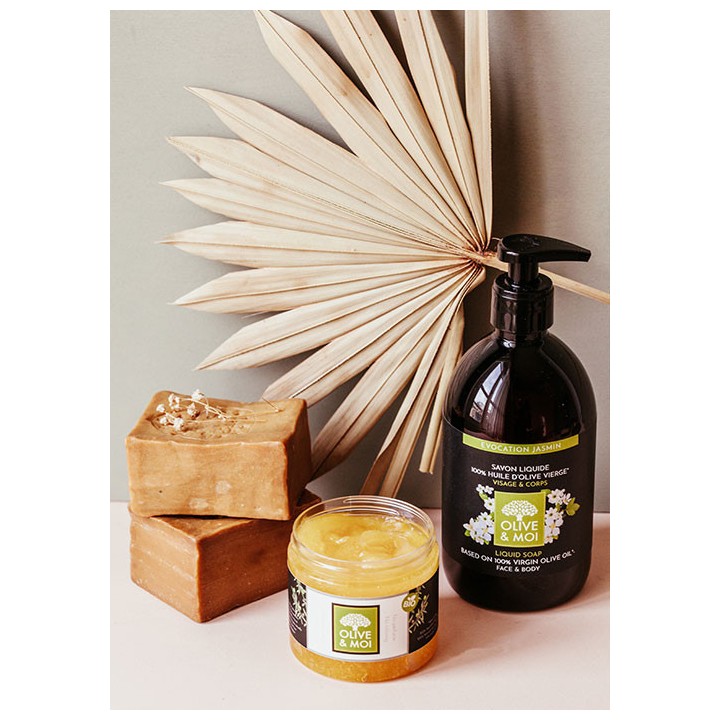 Olive & Moi - Savon liquide 500 ml : 20% HBL - 80% HOV - Bio Cosmos Organic certified by IONC