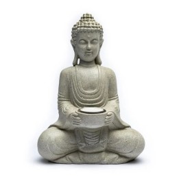 Meditation Buddha with candleholder grey colour  27 cm