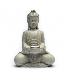 Meditation Buddha with candleholder grey colour  27 cm