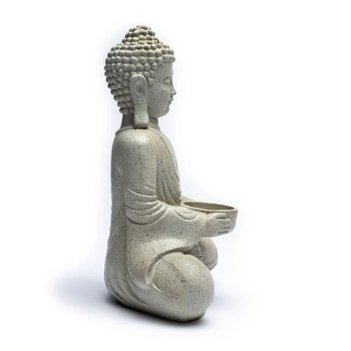 Meditation Buddha with candleholder grey colour  27 cm