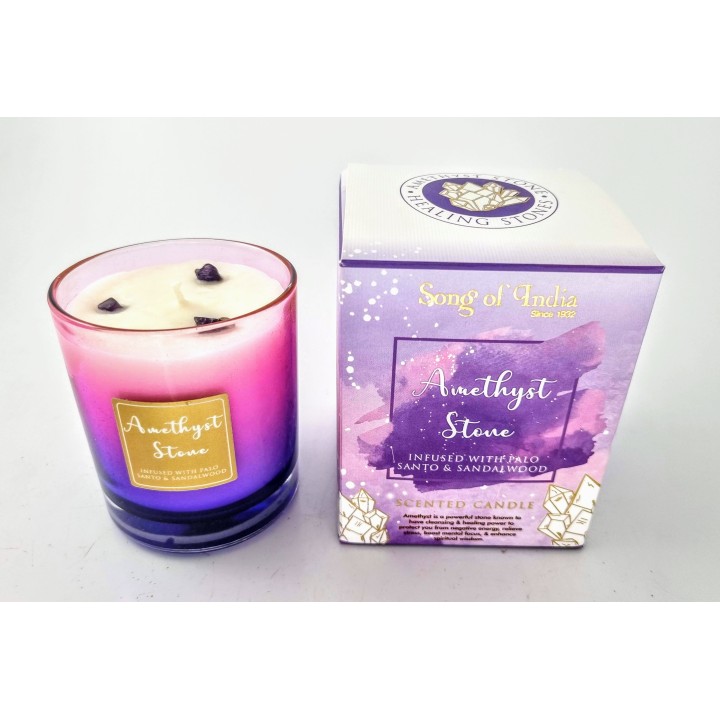 200 g. Healing Stones Scented Candle in Glass Jar HSCA200 Amethyst Crystal