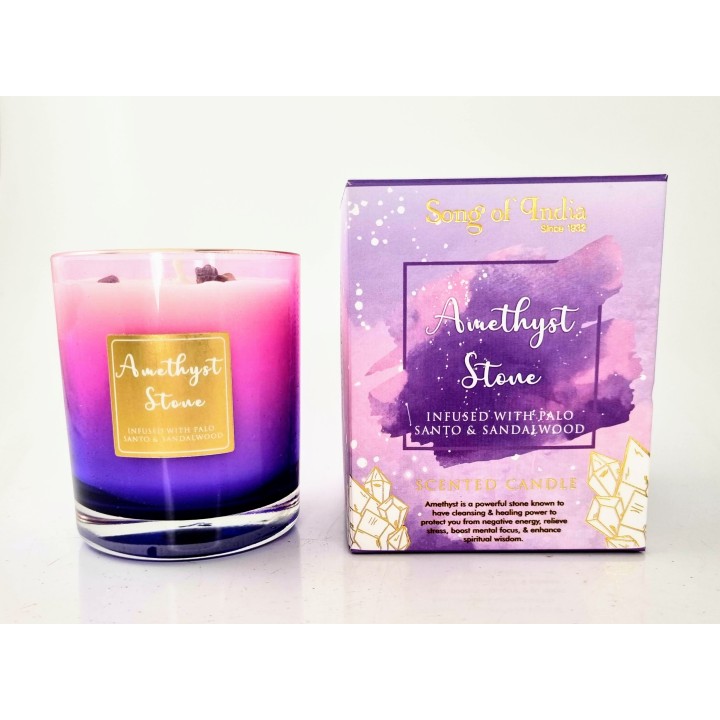 200 g. Healing Stones Scented Candle in Glass Jar HSCA200 Amethyst Crystal