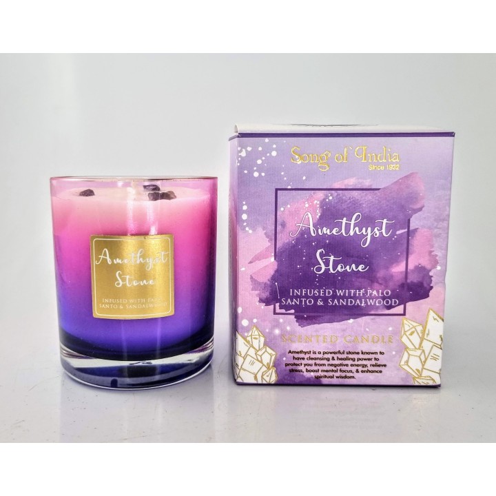 200 g. Healing Stones Scented Candle in Glass Jar HSCA200 Amethyst Crystal