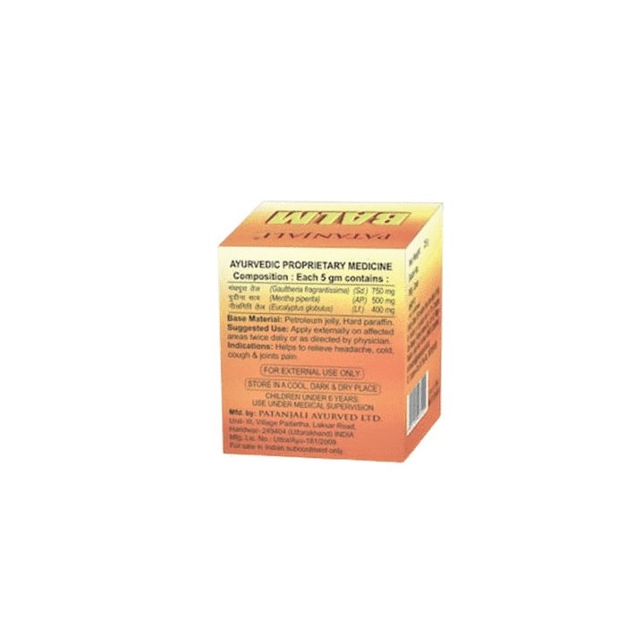 Maść na bóle głowy i przeziębienia - Patanjali Balm 25g (Golteria, mięta i eukaliptus)