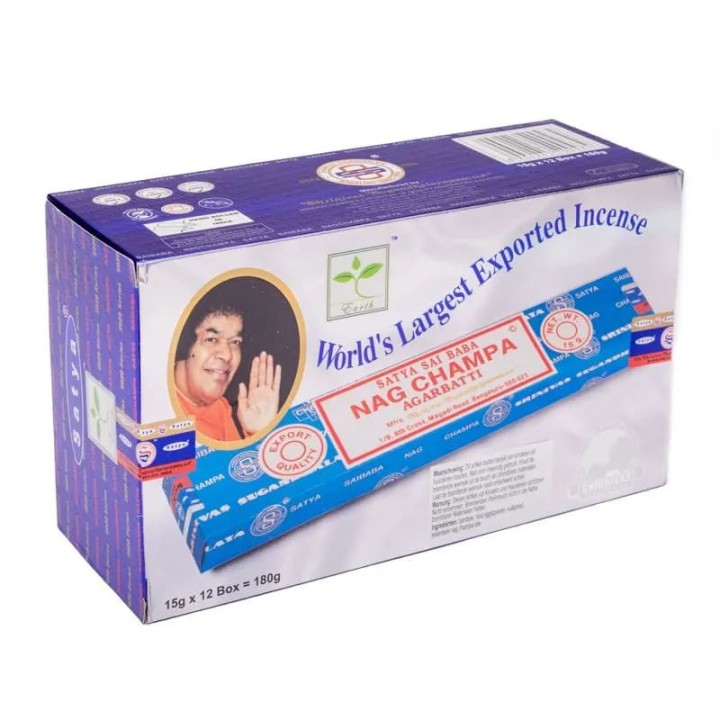 Kadzidła Orientalne Nag Champa Aż 12 opakowań x 15g Satya Sai Baba Agarbatti
