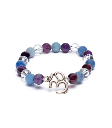 Mala/bracelet amethyst/ aventurine/rock crystal + ohm -- 0.8