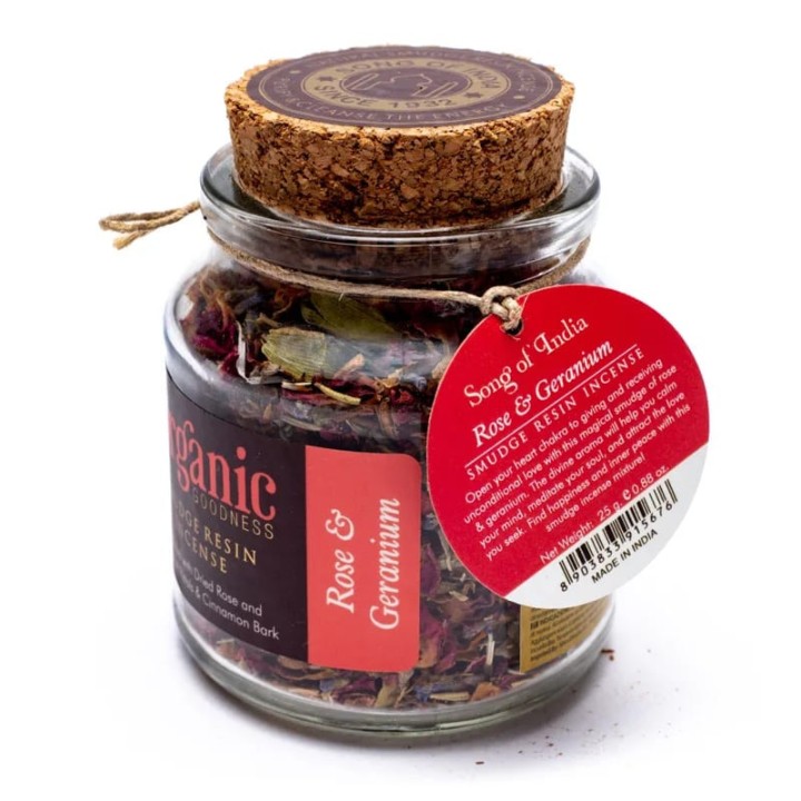 Rose & geranium smudge resin incense 25g