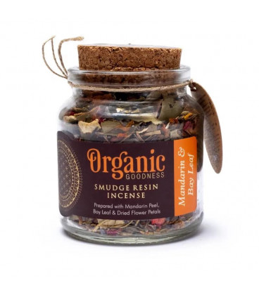 Kadzidło sypkie Mandarynka & Liść Laurowy, szklany słoik 40g, Organic Goodness Song of India