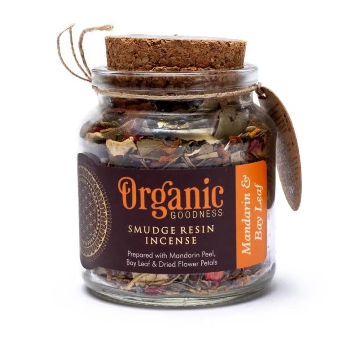 Kadzidło sypkie Mandarynka & Liść Laurowy, szklany słoik 40g, Organic Goodness Song of India