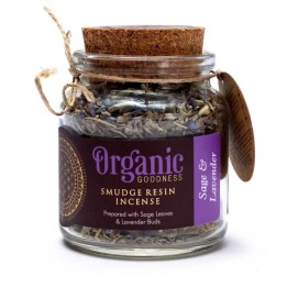 Kadzidło sypkie Szałwia & Lawenda, szklany słoik 25g, Organic Goodness Song of India
