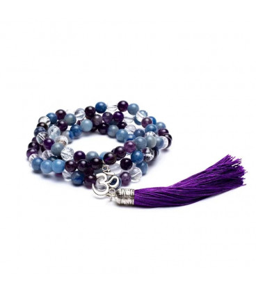 Mala amethyst/ aventurine/ rock crystal + ohm 0.8cm