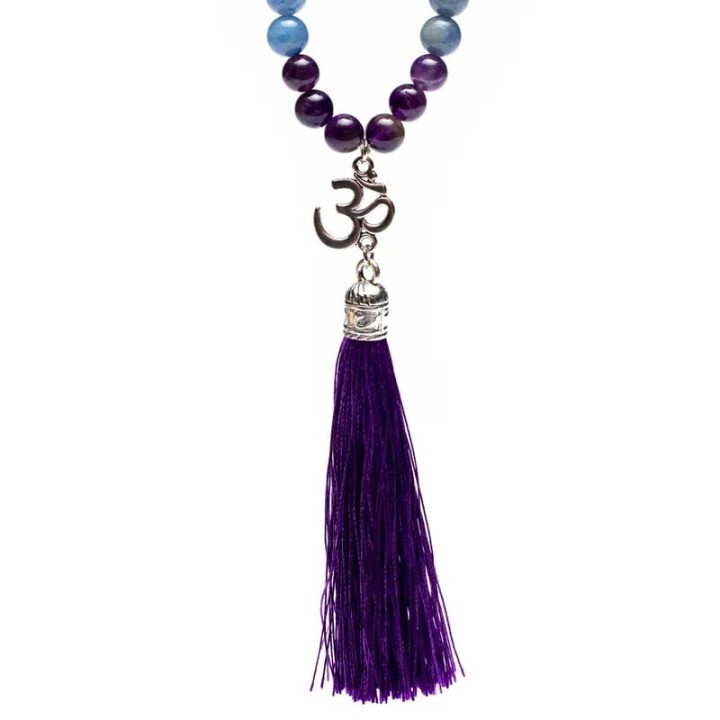 Mala amethyst/ aventurine/ rock crystal + ohm 0.8cm