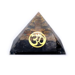 Piramida Orgonit Czarny Turmalin z symbolem OHM rozmiar 7x7x6