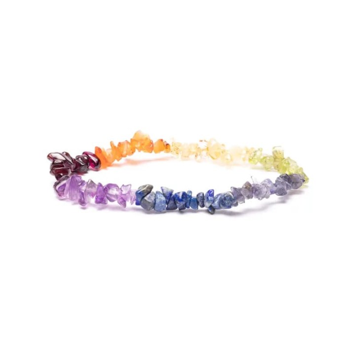 Bracelet 7 chakra chips elastic