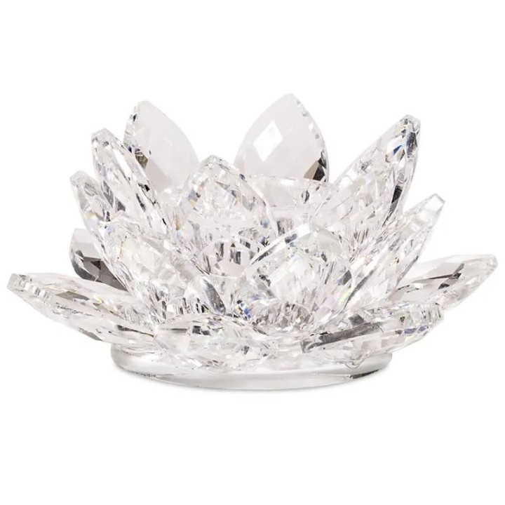 Elegancki świecznik KRYSZTAŁOWY KWIAT LOTOSU 8cm