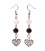 Earrings garnet/rose quartz with heart 8mm