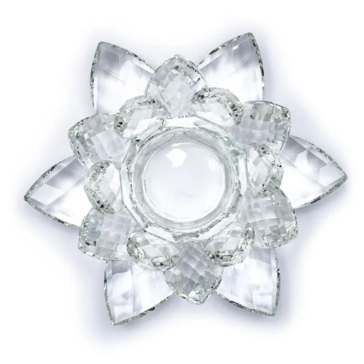 Elegancki świecznik KRYSZTAŁOWY KWIAT LOTOSU20cm DUŻY 1.3 kg
