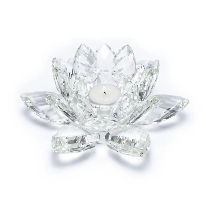 Elegancki świecznik KRYSZTAŁOWY KWIAT LOTOSU20cm DUŻY 1.3 kg
