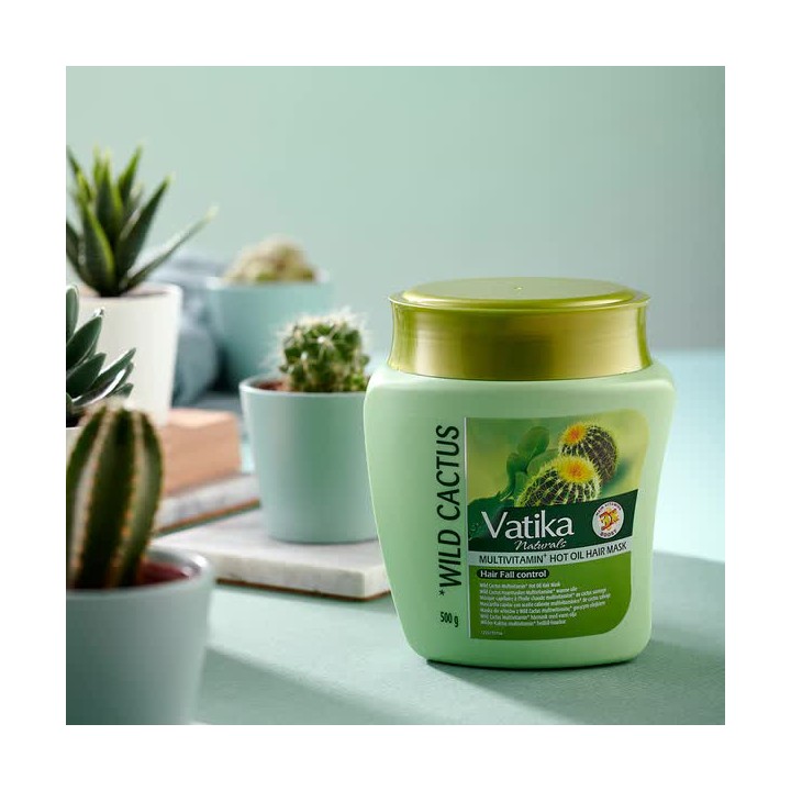 Maska do włosów Dziki Kaktus Multivitamin Hot Oil Vatika Dabur 500 ml włosy wypadające i łamliwe