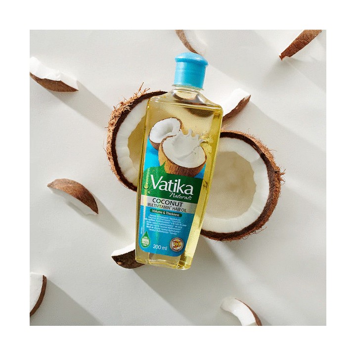 Olejek KOKOSOWY do włosów z RYCYNĄ i HENNĄ 200ml Vatika Dabur Grube i Gęste Włosy