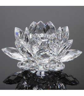 Elegancki świecznik KRYSZTAŁOWY KWIAT LOTOSU 20cm DUŻY 1.3 kg